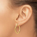 14K Polished Twist Oval Hoop Earrings