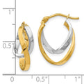 14K Two-Tone Gold Polished Hinged Hoop Earrings