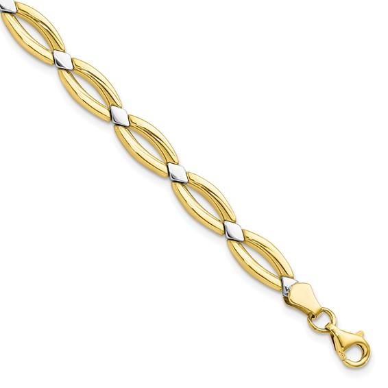 10K Two-Tone Gold Polished Fancy Link
