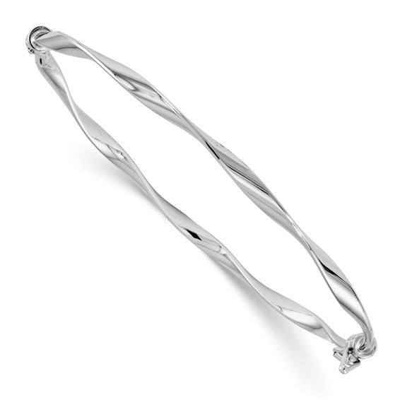 14K Polished Twisted Hinged Bangle