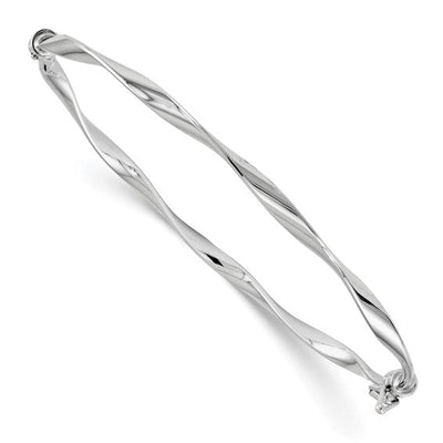 14K Polished Twisted Hinged Bangle