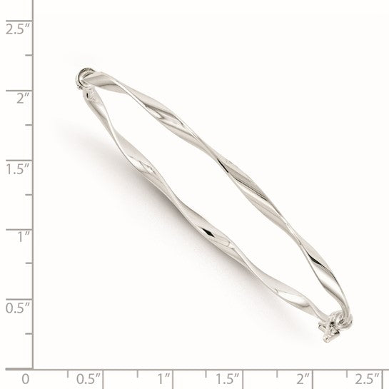 14K Polished Twisted Hinged Bangle