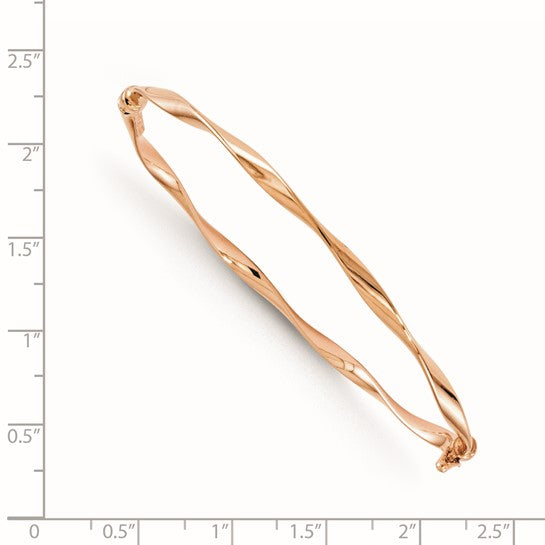 14K Polished Twisted Hinged Bangle