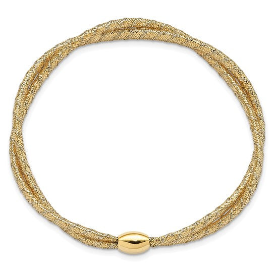 14k Two-Tone Polished 2-Strand Twist Stretch Bracelet
