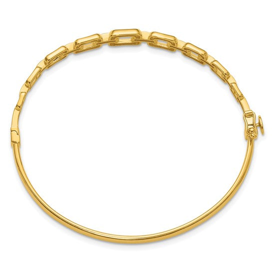 14k Polished Square Link Hinged Bangle Bracelet