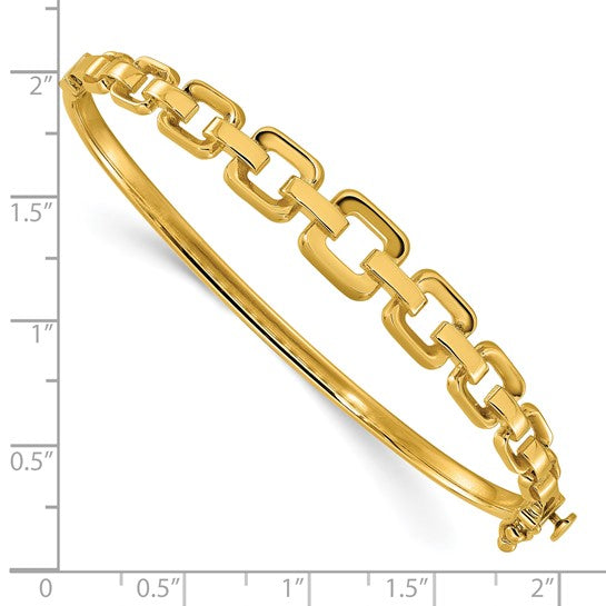 14k Polished Square Link Hinged Bangle Bracelet