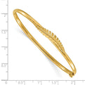 14k Polished Leaf Hinged Bangle Bracelet