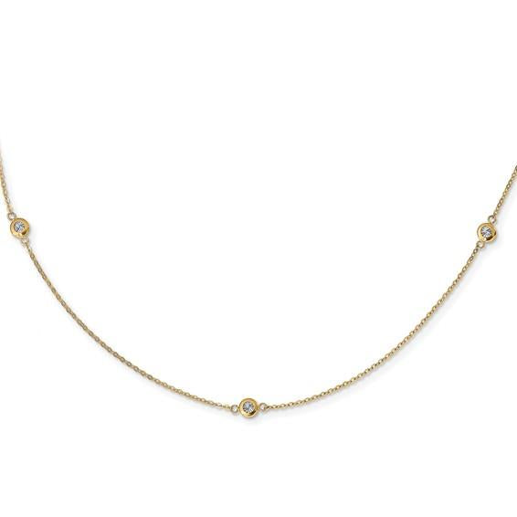 14K Two-Tone Gold Polished Diamond Cut Necklace