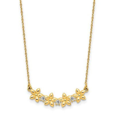 14k Polished Cubic Zirconia & Star Necklace
