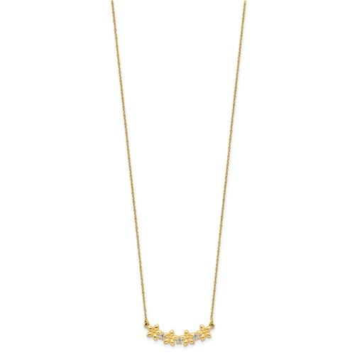 14k Polished Cubic Zirconia & Star Necklace