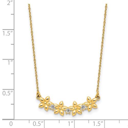 14k Polished Cubic Zirconia & Star Necklace
