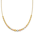 14k Tri-Color Polished & Diamond-Cut Square Beaded Necklace
