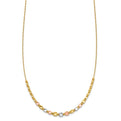 14k Tri-Color Polished & Diamond-Cut Square Beaded Necklace
