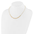 14k Tri-Color Polished & Diamond-Cut Square Beaded Necklace
