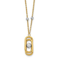 14k Polished & Diamond Cut Beaded Pendant Necklace