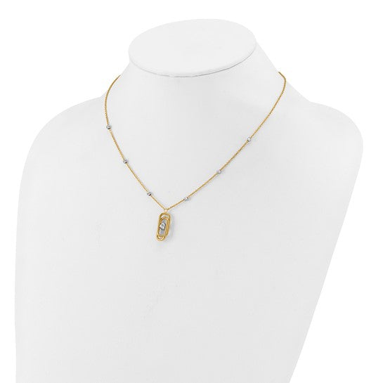 14k Polished & Diamond Cut Beaded Pendant Necklace