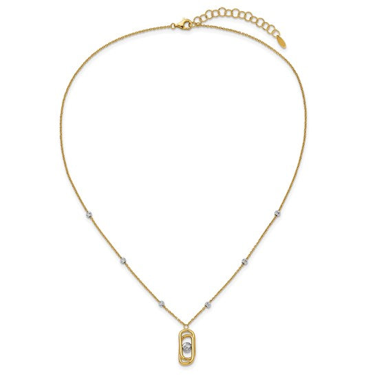 14k Polished & Diamond Cut Beaded Pendant Necklace