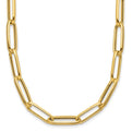 14K Polished & Textured PaperClip Necklace