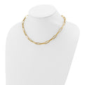 14K Polished & Textured PaperClip Necklace