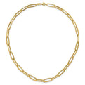 14K Polished & Textured PaperClip Necklace