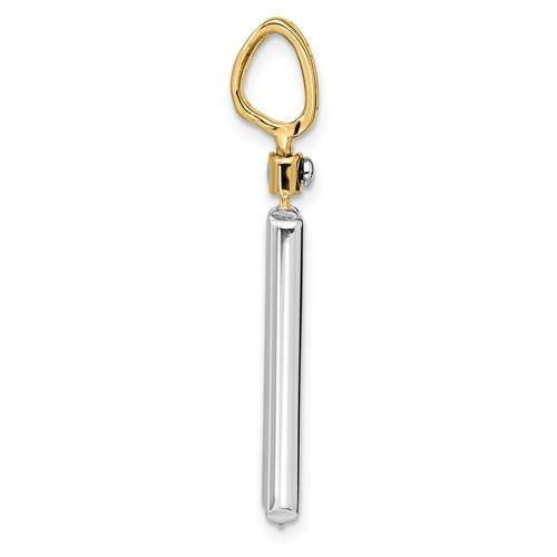 14K Two-Tone Gold Brushed Cross Dog Tag Pendant