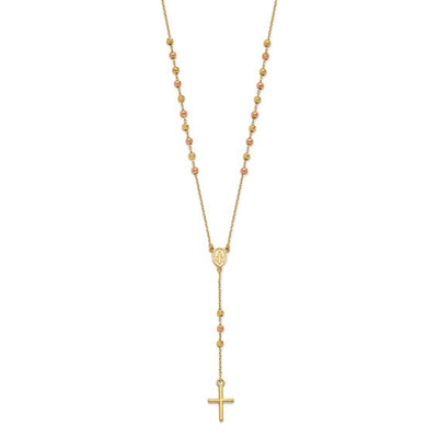 14K Two-Tone Beaded Rosary Y-Drop Necklace