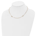 14k Tri-Color Polished Sideways Cross Beaded Rosary Necklace