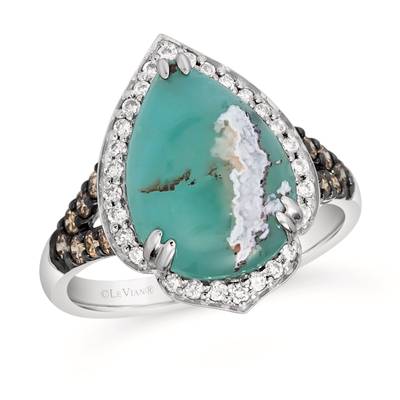 LeVian Peacock Aquaprase and Diamond Ring
