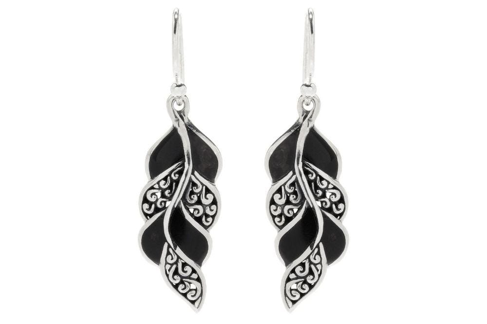 Cascada Leaf Earrings- Black Shell