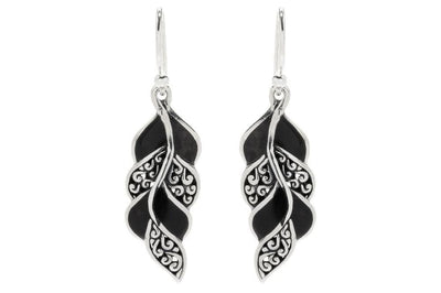 Cascada Leaf Earrings- Black Shell