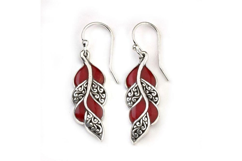 Cascada Leaf Earrings- Coral