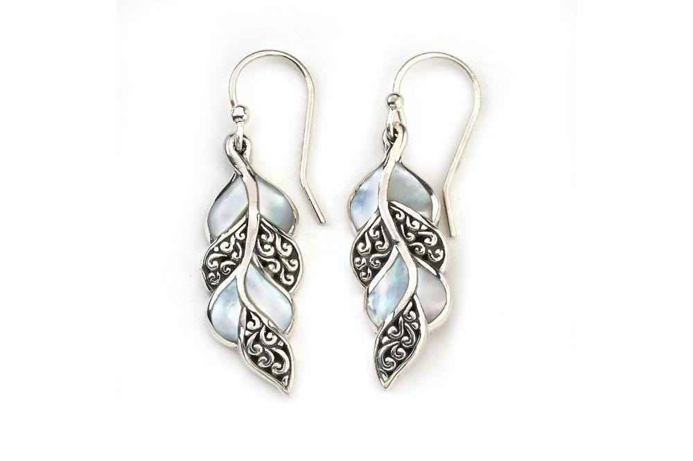 Cascada Leaf Earrings- Mother Of Pearl