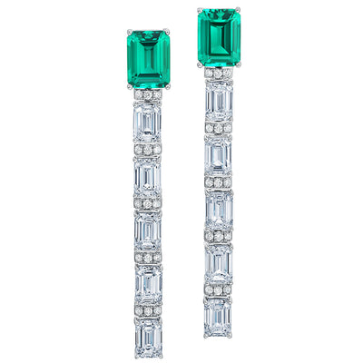 Emerald & Lab Grown Diamond Earrings