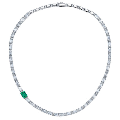 Emerald & Lab Grown Diamond Necklace