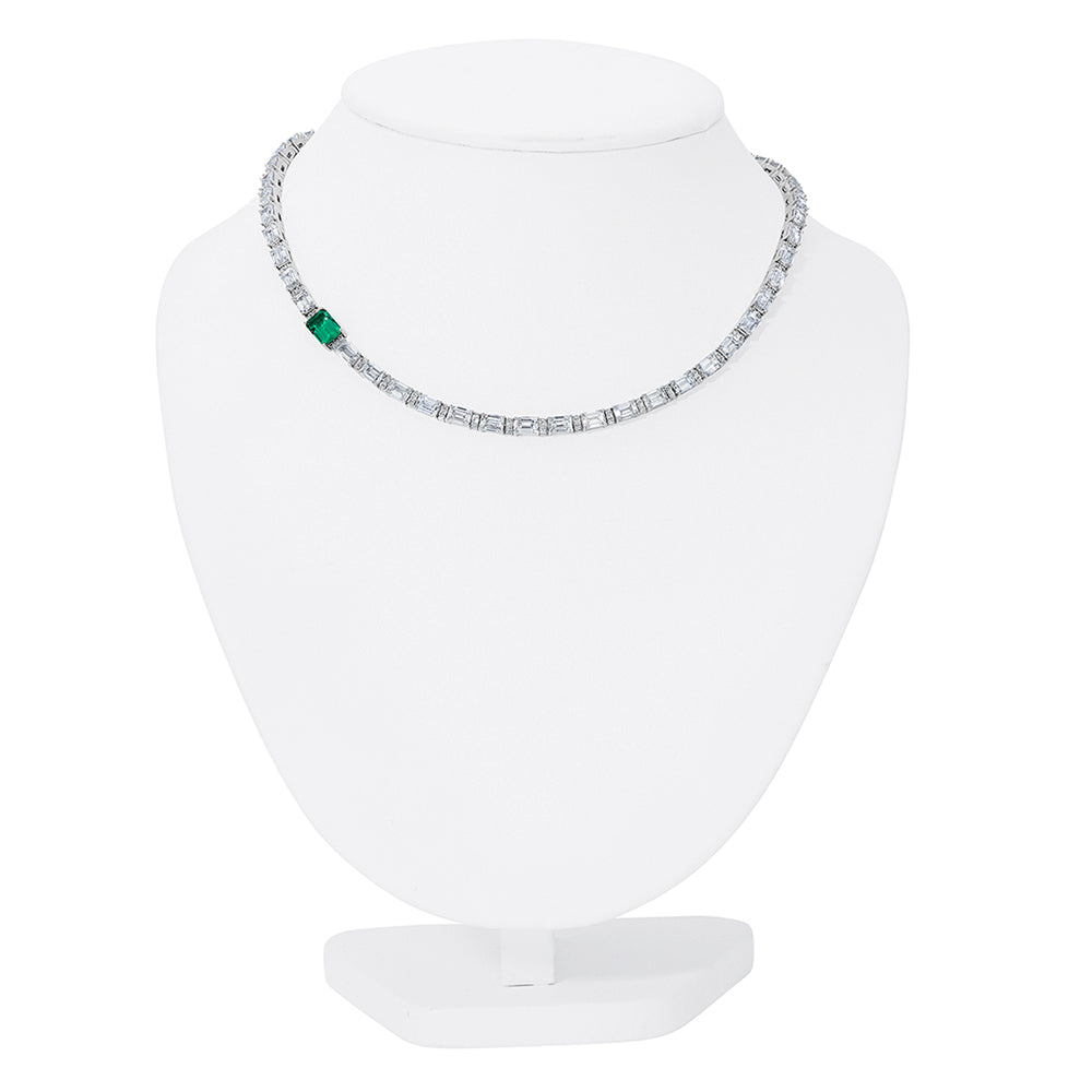 Emerald & Lab Grown Diamond Necklace