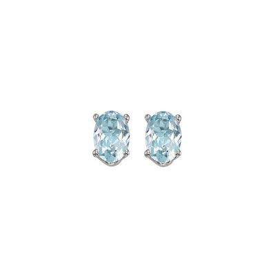 14Kt White Gold Aquamarine 7/8Ctw Earring