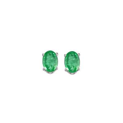 14Kt White Gold Emerald 7/8Ctw Earring