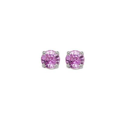 14Kt White Gold Pink Sapphire 7/8Ctw Earring