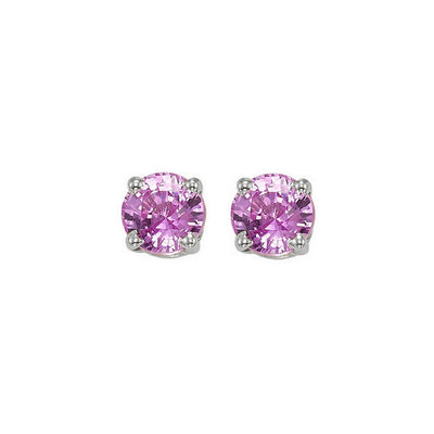 14Kt White Gold Pink Sapphire 1Ctw Earring