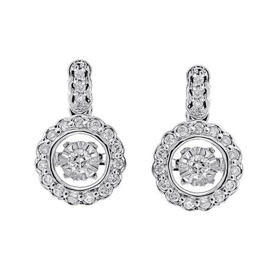 Gold Silver White Diamond 1/7Ctw Earring