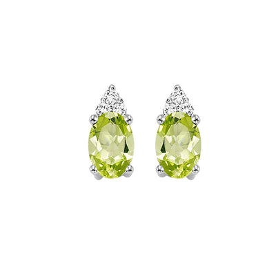 10Kt White Gold Diamond 1/20Ctw & Peridot 5/8Ctw Earring