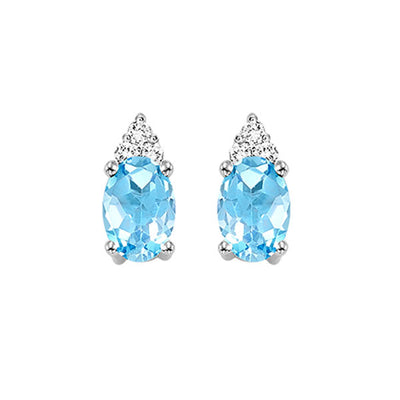 10Kt White Gold Diamond 1/20Ctw & Blue Topaz 1/2Ctw Earring