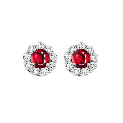 14Kt White Gold Diamond 5/6Ctw & Ruby 5/8Ctw Earring
