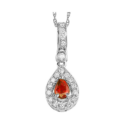 14Kt White Gold Diamond 1/10Ctw & Ruby 1/5Ctw Pendant