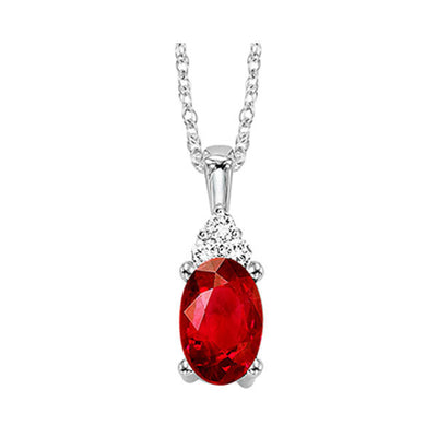 10Kt White Gold Diamond 1/50Ctw & Garnet 1/2Ctw Pendant