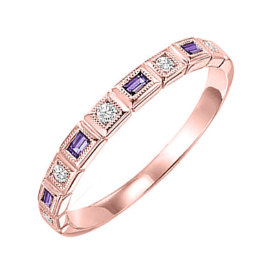 10Kt Rose Gold Diamond 1/10Ctw & Amethyst 1/8Ctw Ring