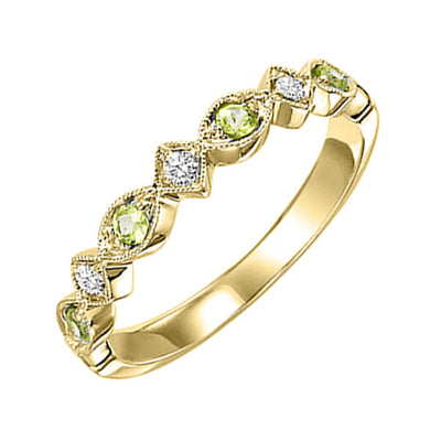 10Kt Yellow Gold Diamond 1/20Ctw & Peridot 1/6Ctw Ring