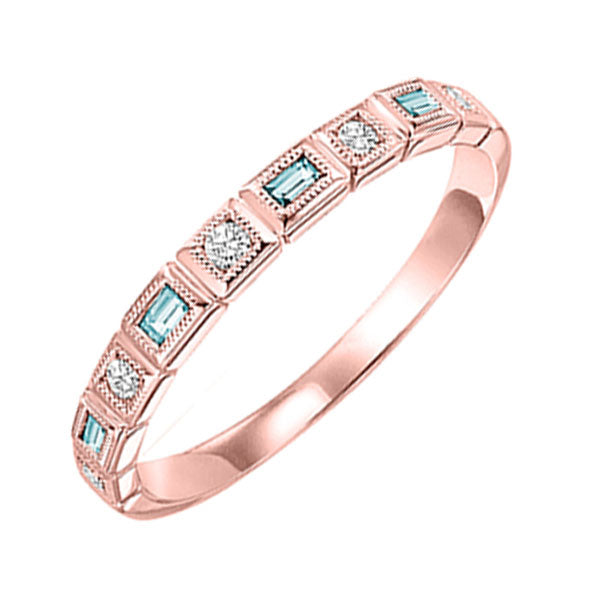 14Kt Rose Gold Diamond 1/10Ctw & Blue Topaz 1/6Ctw Ring