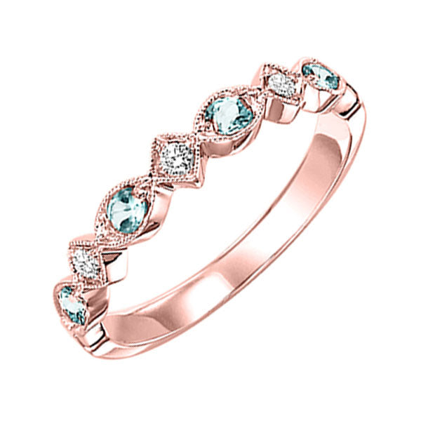 14Kt Rose Gold Diamond 1/20Ctw & Blue Topaz 1/6Ctw Ring