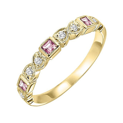 10Kt Yellow Gold Diamond 1/12Ctw & Syn Alexandrite 1/7Ctw Ring
